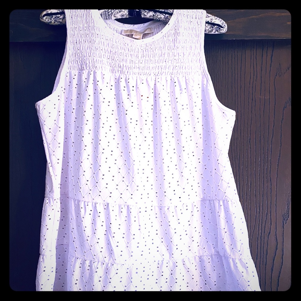 Michael Michael Kors white eyelet tiered tank